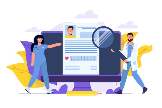 Electronic health record concept. Online healthy electronic check list. Vector illustration.