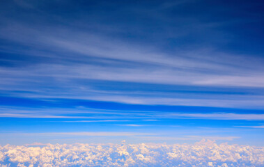 Nice sky and clouds view through airplane window