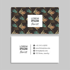 Business cards template hand drawn flowers