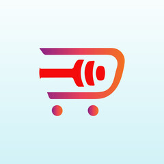 Electronic shopping cart vector logo design with fitness icon