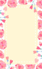 ハート型の花のイラストのパステルウェディングフレーム