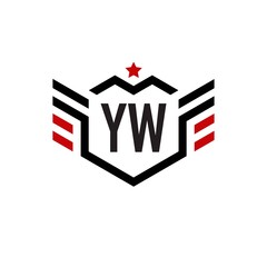 Initial Letter YW Star Wing Hexagonal Creative Logo Design Template. Hexagonal template logo - obrazy, fototapety, plakaty