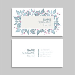 Flower business cards light blue