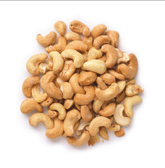 Roasted cashew nuts isolated on white background