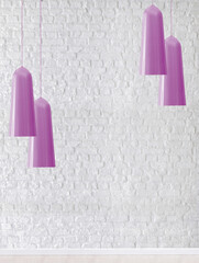 white brick wall modern lamp textured wood laminate flooring, empty space