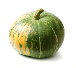Yellow-green pumpkin isolated on a white background.