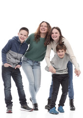 Fototapeta premium in full growth. happy family standing together.