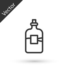 Grey line Glass bottle of vodka icon isolated on white background. Vector