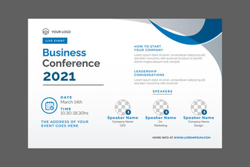 Invitation web banner to the online conference. Business webinar invitation design. Announcement poster concept. Modern abstract White background with place for photos