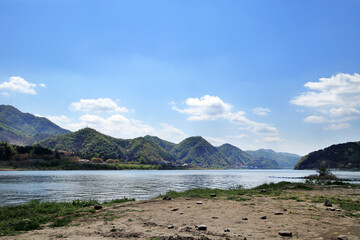 View of the Bukhan River on a nice day, Daeseong-ri National Tourist Site, Gapyeong, South Korea