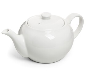White porcelain teapot isolated on white background