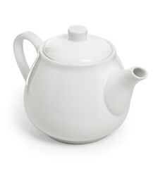 White ceramic teapot isolated on white background