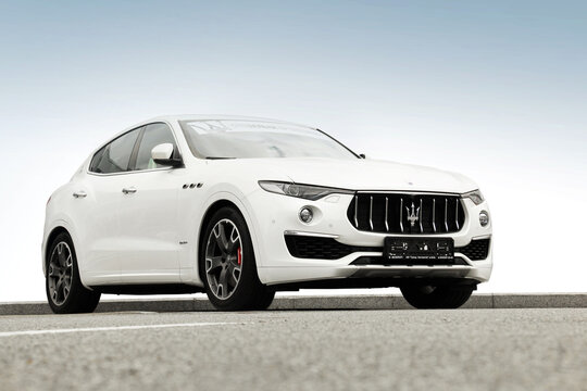 Kiev, Ukraine - April 21, 2020: A luxury Maserati Levante car against a clear sky