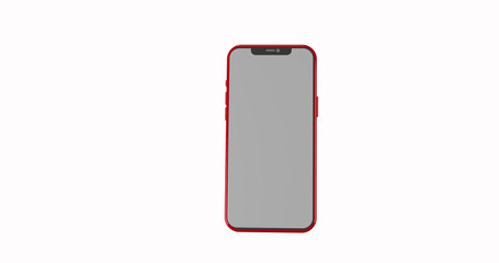 3D illustration of a Red Colour Smartphone Design White Background