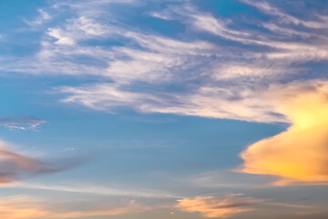 Naklejka na ściany i meble Vast clouds blue sky patterns before sunset background
