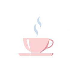 Coffee or tea cup line icon in pink color. Graphic elements. Trendy flat isolated symbol sign for: illustration, outline, logo, mobile, app, emblem, design, web, dev, site, ui, gui, ux. Vector EPS 10