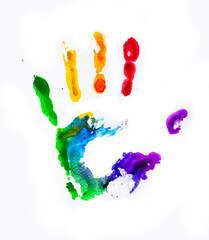 Hand of vivid colored watercolor painting, illustration ideal for t-sirt print, posters