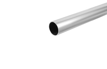 Aluminum pipe with thin walls insulated on a white background