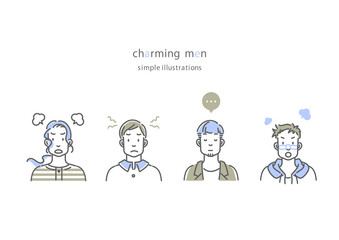 男性　怒る　シンプルでおしゃれな線画イラスト