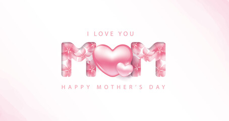 Happy Mother's Day poster and banner template. Vector illustration for greeting card, women's day, shop, invitation, discount, sale, flyer, decoration.