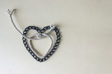 The chain is laid out in the shape of a heart. The concept of a problem relationship, dependence on...