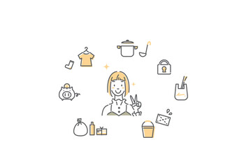 初めてのひとり暮らし 男性 シンプルでおしゃれな線画イラスト Wall Mural Fumipokkur 初めてのひとり暮らし 男性 シンプルでおしゃれな線画イラスト Wall Mural Fumipokkur
