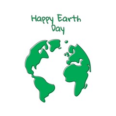 Happy earth day. green papercut world map illustration. vector