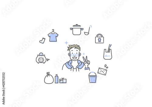 初めてのひとり暮らし 男性 シンプルでおしゃれな線画イラスト Wall Mural Atelier Fmika 初めてのひとり暮らし 男性 シンプルでおしゃれな線画イラスト Wall Mural Atelier Fmika