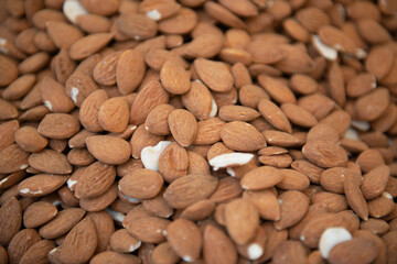 Almonds are solding in outdoor market, Sicily, Italy