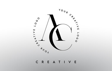 AC Letter Logo Design with Serif Typography Font and Elegant Modern Look