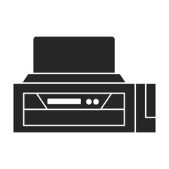 Printer office vector black icon. Vector illustration printer on white background. Isolated black illustration icon of office machine.