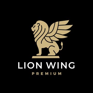 lion wing winged shedu iamassu akkadian shirdal logo vector icon illustration