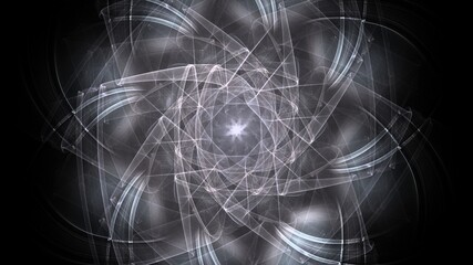 Abstract background with the image of the forest and the flower of life. Harmony, spirituality, unity of nature. Collage, mosaic