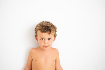 Portrait of a child on white background