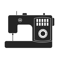 Machine sewing vector black icon. Vector illustration vintage sew on white background. Isolated black illustration icon of sewing machine.