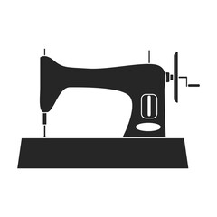 Machine sewing vector black icon. Vector illustration vintage sew on white background. Isolated black illustration icon of sewing machine.