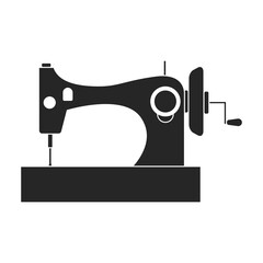 Machine sewing vector black icon. Vector illustration vintage sew on white background. Isolated black illustration icon of sewing machine.