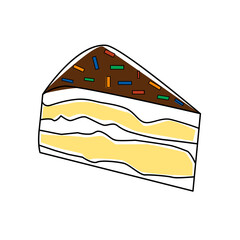 Piece of chocolate cake slice birthday tasty bake illustration Sugar gourmet pastry sweet delicious pie dessert food.