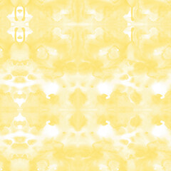 watercolor drips stains. seamless pattern. Tie Dye print or kaleidoscope drawing. yellow. background. for fabric, clothing, postcards, design, wallpaper