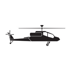 Helicopter vector black icon. Vector illustration helicopter on white background. Isolated black illustration icon of aircraft.