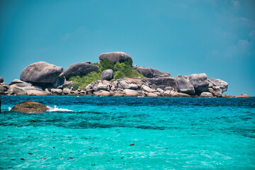 Stunning, scenic view with turquoise blue water of the Andaman sea at Similan Islands
