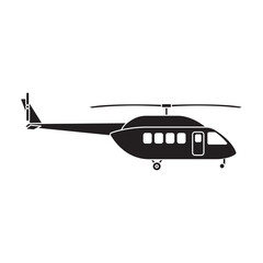 Helicopter vector black icon. Vector illustration helicopter on white background. Isolated black illustration icon of aircraft.