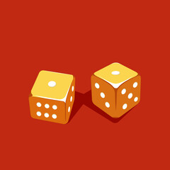 illustration of golden dices indicates the number of the dyad