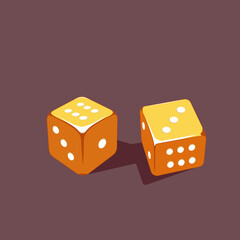 Illustration of golden dices shows the sum of the number nine