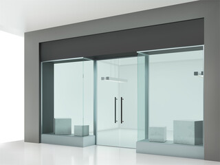 Glass facade and showcase for the store 6. 3d vector illustration