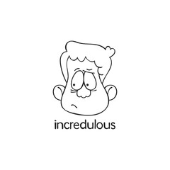 Incredulous. Emotion. Human face. Cartoon character. Isolated vector object on white background.