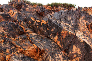 Colorful stone textures on the mountain