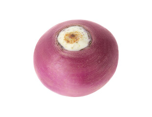 Whole fresh ripe turnip on white background