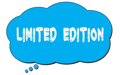 LIMITED  EDITION text written on a blue thought bubble.