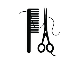 Flat icon scissors and combs isolated on white background. Beauty saloon.